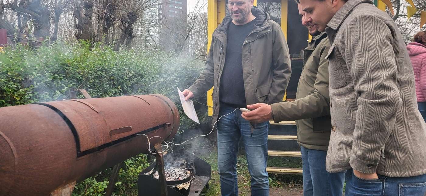 Gasfles Grill buitenkoken en wilde eend grillen